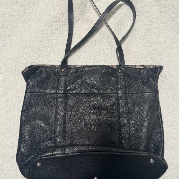 FURLA 100% Black Leather Tote Bag Pebbled Black - Picture 6 of 8